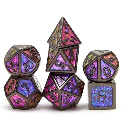 Shining Golden Powder Solid Metal Dice Set Jogo de Tabuleiro Dragon And Dungeon DND RPG