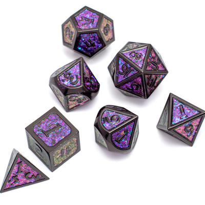 Shining Golden Powder Solid Metal Dice Set Jogo de Tabuleiro Dragon And Dungeon DND RPG