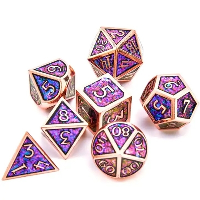 Shining Golden Powder Solid Metal Dice Set Jogo de Tabuleiro Dragon And Dungeon DND RPG