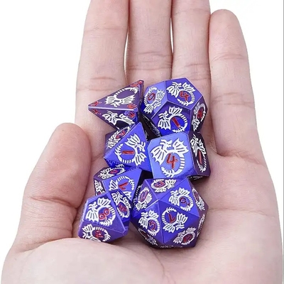 Multi-facetado conjunto de dados de metal sólido DND RPG colorido jogo de tabuleiro Dragão Voador Crucho