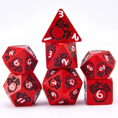 Multi-facetado conjunto de dados de metal sólido DND RPG colorido jogo de tabuleiro Dragão Voador Crucho