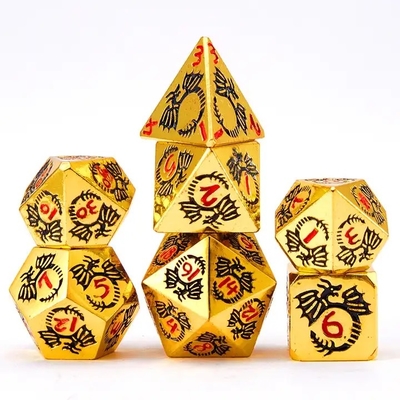 Multi-facetado conjunto de dados de metal sólido DND RPG colorido jogo de tabuleiro Dragão Voador Crucho