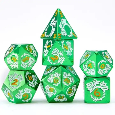 Multi-facetado conjunto de dados de metal sólido DND RPG colorido jogo de tabuleiro Dragão Voador Crucho
