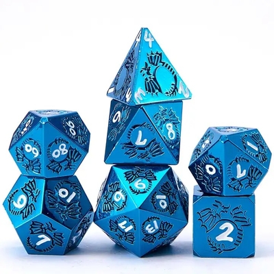 Multi-facetado conjunto de dados de metal sólido DND RPG colorido jogo de tabuleiro Dragão Voador Crucho