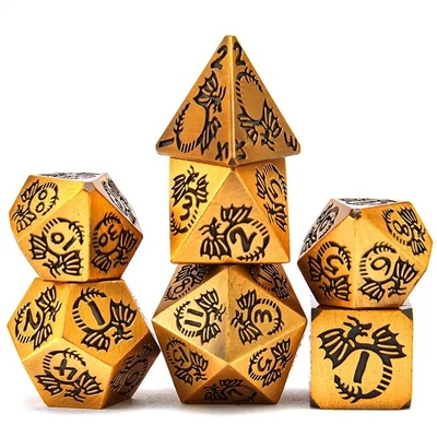 Multi-facetado conjunto de dados de metal sólido DND RPG colorido jogo de tabuleiro Dragão Voador Crucho