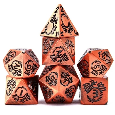 Multi-facetado conjunto de dados de metal sólido DND RPG colorido jogo de tabuleiro Dragão Voador Crucho