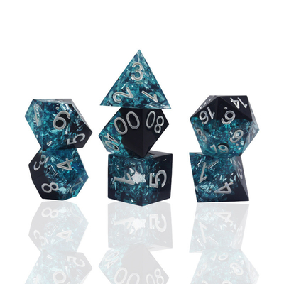 Material de Resina Azul Negro Set de dados Dragão e Masmorra Polidro