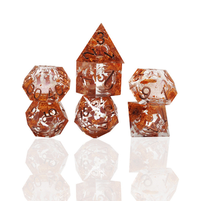 Yellow Flurry Line RPG Resin Dice Set Krusu DND para presentes e coleções