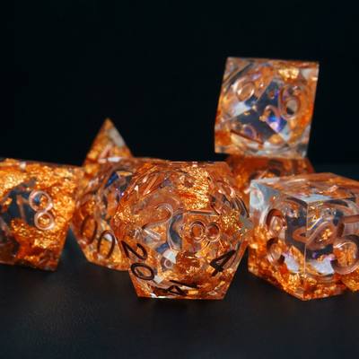 Yellow Flurry Line RPG Resin Dice Set Krusu DND para presentes e coleções
