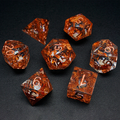 Yellow Flurry Line RPG Resin Dice Set Krusu DND para presentes e coleções