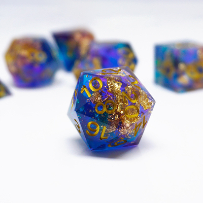 Blue Gold Foil Resin Dice Set Personalizado Várias Cores#Rpg#Dnd#Coc