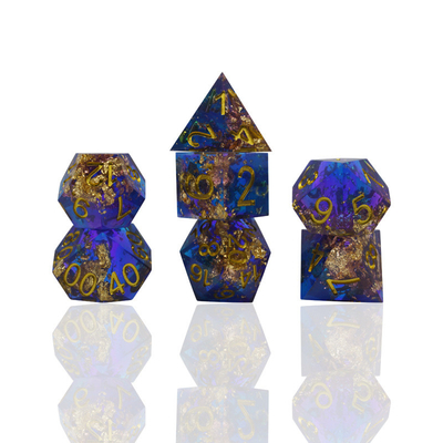 Blue Gold Foil Resin Dice Set Personalizado Várias Cores#Rpg#Dnd#Coc