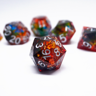 Red Gold Foil Resin Dice Set Artesanato Custom Color#Rpg#Dnd#Coc
