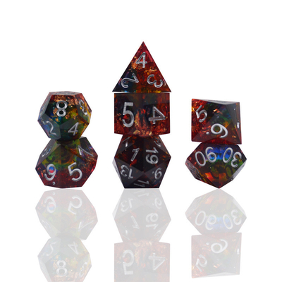 Red Gold Foil Resin Dice Set Artesanato Custom Color#Rpg#Dnd#Coc