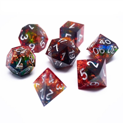 Red Gold Foil Resin Dice Set Artesanato Custom Color#Rpg#Dnd#Coc