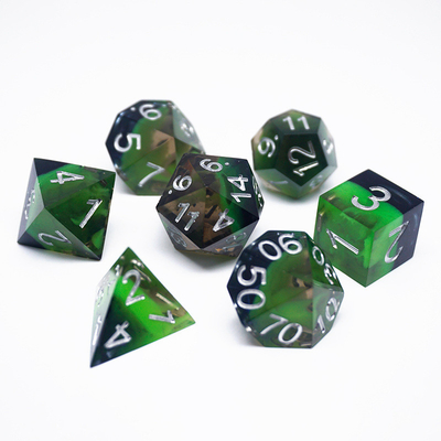 Conjunto de dados digitais de resina verde, multifacetado, para tablets, jogos de dados#rpg#dnd#coc