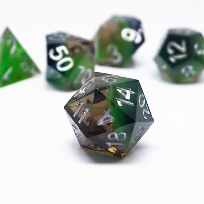 Conjunto de dados digitais de resina verde, multifacetado, para tablets, jogos de dados#rpg#dnd#coc