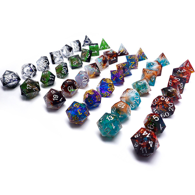 Conjunto de dados digitais de resina verde, multifacetado, para tablets, jogos de dados#rpg#dnd#coc