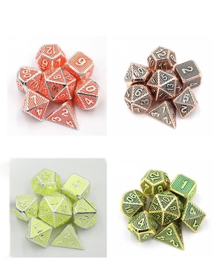 Vertical Metal Multi Face Dice Desktop Game Dnd Rpg Coc Cor de Bronze