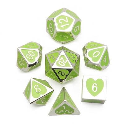 Green Peach Heart Metal Multi-Flag RPG Dice Set Dnd Coc Estilo de luxo