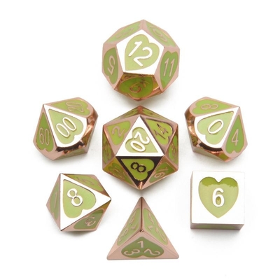 Green Peach Heart Metal Multi-Flag RPG Dice Set Dnd Coc Estilo de luxo