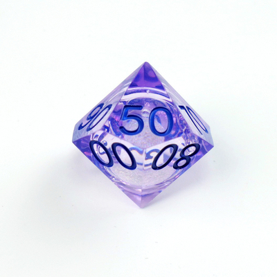 Púrpura, areia de fluxo branca, número céu, resina, jogo de dados multifacetado, suíte de dados Dragon and Dungeon City Dnd.