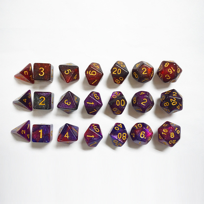 Vermelho, roxo e preto três cores resina dados suite dragão e masmorra dnd dados