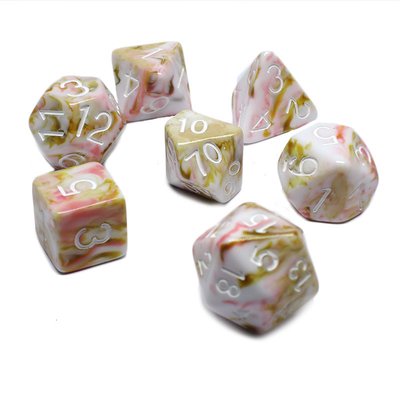 O personagem de resina de minério branco e vermelho joga um fato de dados multi-noodle Dragão e Dungeon dnd dados
