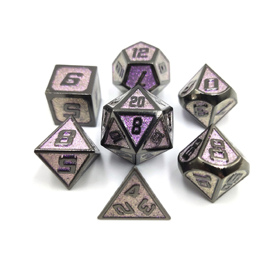Flash Powder Metal Multi Face Role Jogar dados Set Caracter azul
