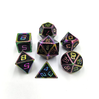Flash Powder Metal Multi Face Role Jogar dados Set Caracter azul