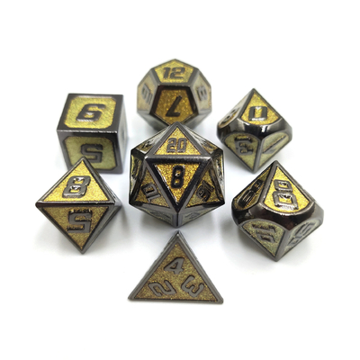 Flash Powder Metal Multi Face Role Jogar dados Set Caracter azul
