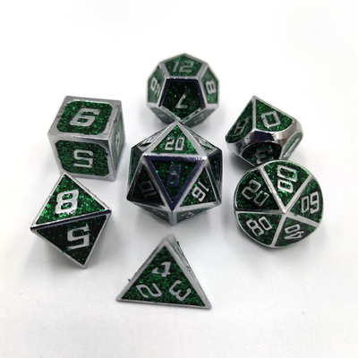 Flash Powder Metal Multi Face Role Jogar dados Set Caracter azul