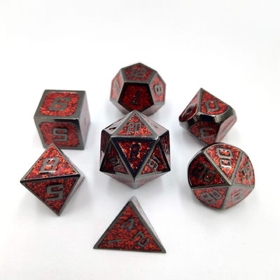 Flash Powder Metal Multi Face Role Jogar dados Set Caracter azul