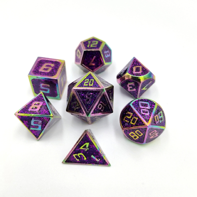 Flash Powder Metal Multi Face Role Jogar dados Set Caracter azul
