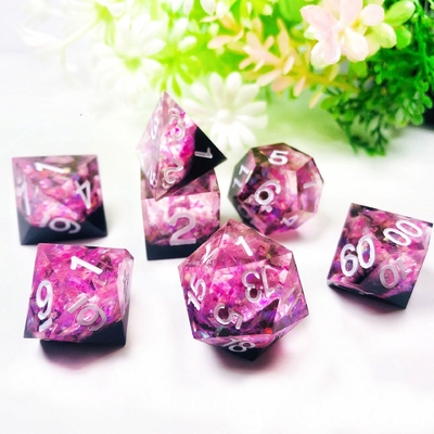 O coração do oceano brilhante cor resina natural jogo de mesa de dados conjunto