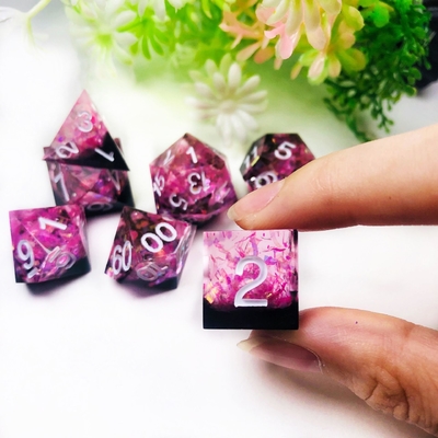O coração do oceano brilhante cor resina natural jogo de mesa de dados conjunto