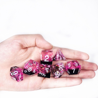 O coração do oceano brilhante cor resina natural jogo de mesa de dados conjunto