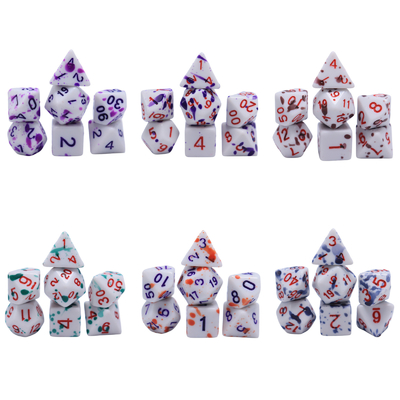 Alteração de cor de alta temperatura Graffiti cor fantasma resina jogo de tabuleiro de dados conjunto dnd dados