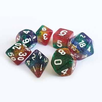 Shin Golden Powder Rainbow Resin Boarding Dice Set Dragão e Masmorra
