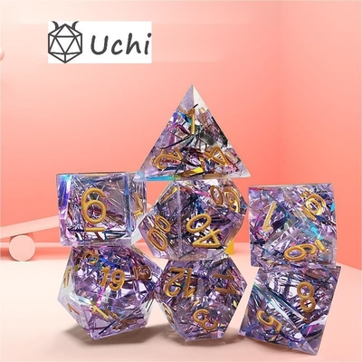 Faixa de cor púrpura Resina Boarding Dice Set Dragão e masmorra