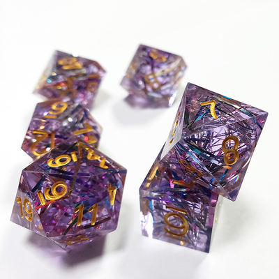 Faixa de cor púrpura Resina Boarding Dice Set Dragão e masmorra