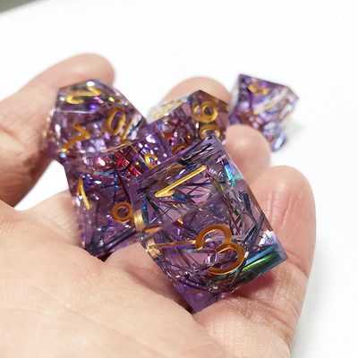 Faixa de cor púrpura Resina Boarding Dice Set Dragão e masmorra