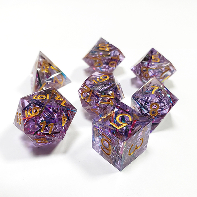 Faixa de cor púrpura Resina Boarding Dice Set Dragão e masmorra