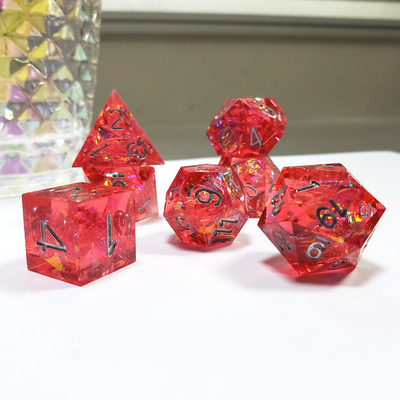 Resina vermelha fantasma e folha de ouro Resina Boarding Dice Set Dragão e masmorra