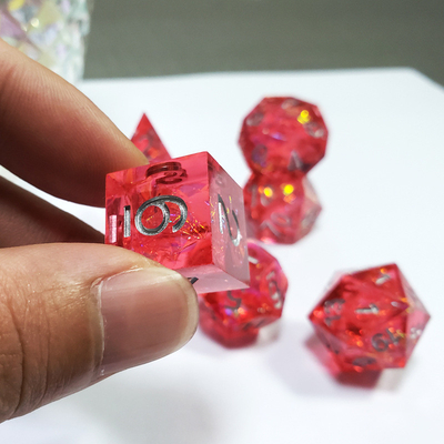 Resina vermelha fantasma e folha de ouro Resina Boarding Dice Set Dragão e masmorra