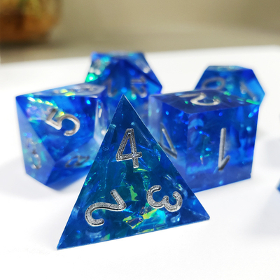 Océano Azul Coração Cristal Resina De Tabuleiro De Dados Dragon And Dungeon