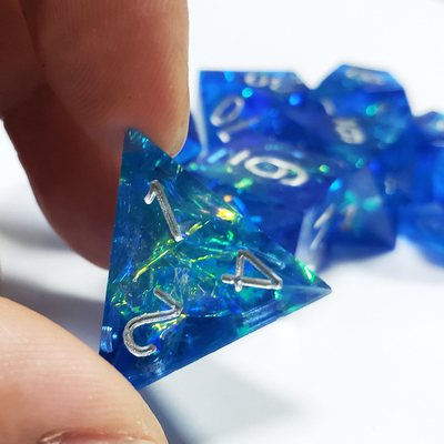 Océano Azul Coração Cristal Resina De Tabuleiro De Dados Dragon And Dungeon