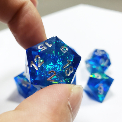 Océano Azul Coração Cristal Resina De Tabuleiro De Dados Dragon And Dungeon
