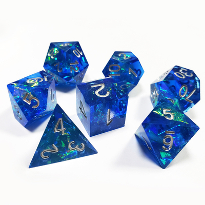 Océano Azul Coração Cristal Resina De Tabuleiro De Dados Dragon And Dungeon