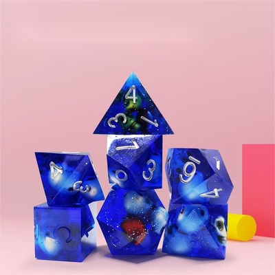 Blue Crystal Skull Resin Boarding Dice Set Dragão e Masmorra